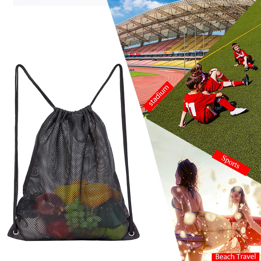 COVAX Heavy Duty Mesh Drawstring Bag, Sport Equipment Storage Bag for Beach, Swimming