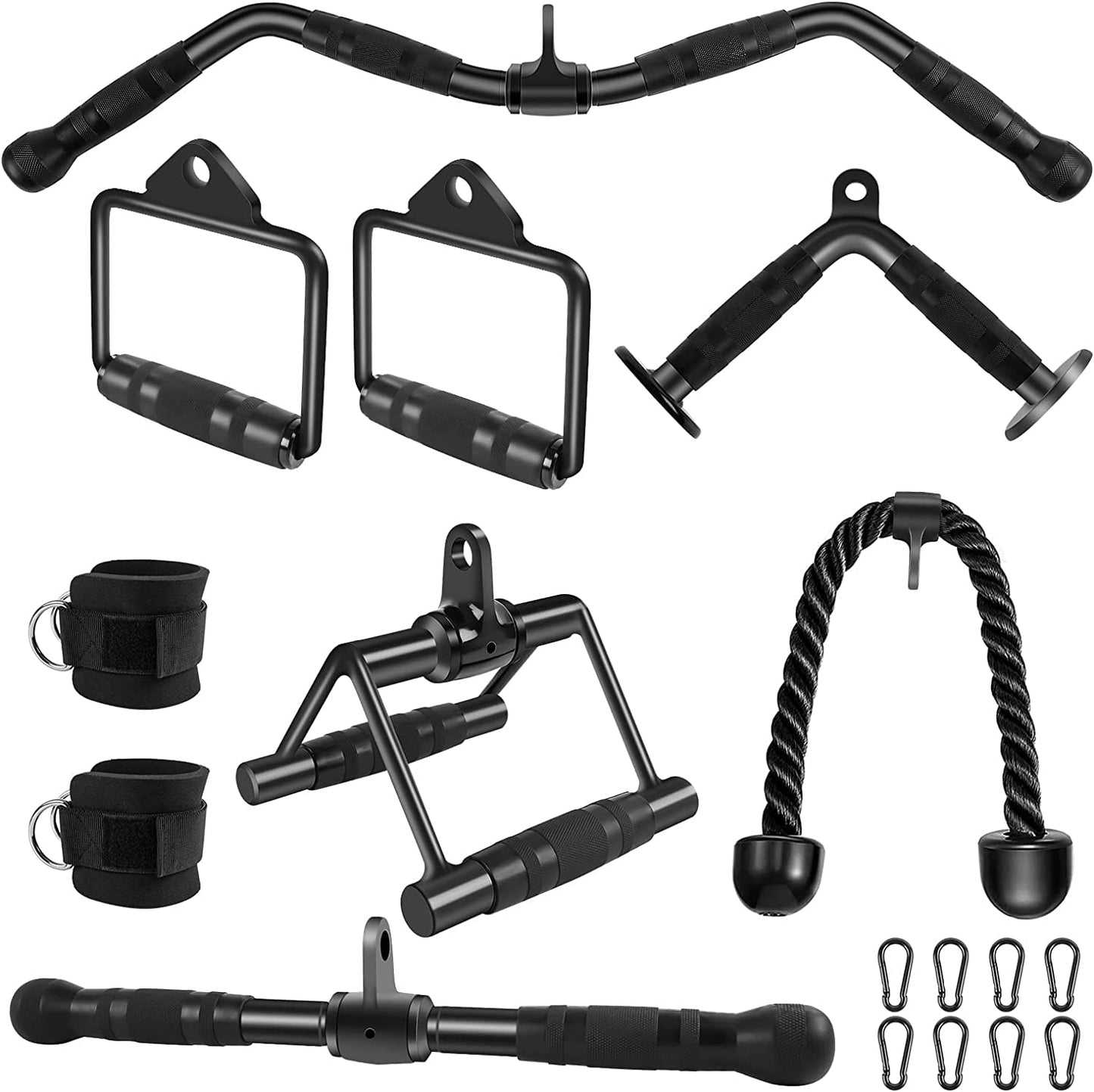 KUKUVI LAT Pulldown Bar Attachments, Cable Machine Accessories for Home Gym, Triceps Pull Down Equipment Weight Fitness & Power Exercise Set for Arm Strength Workout Training - Black