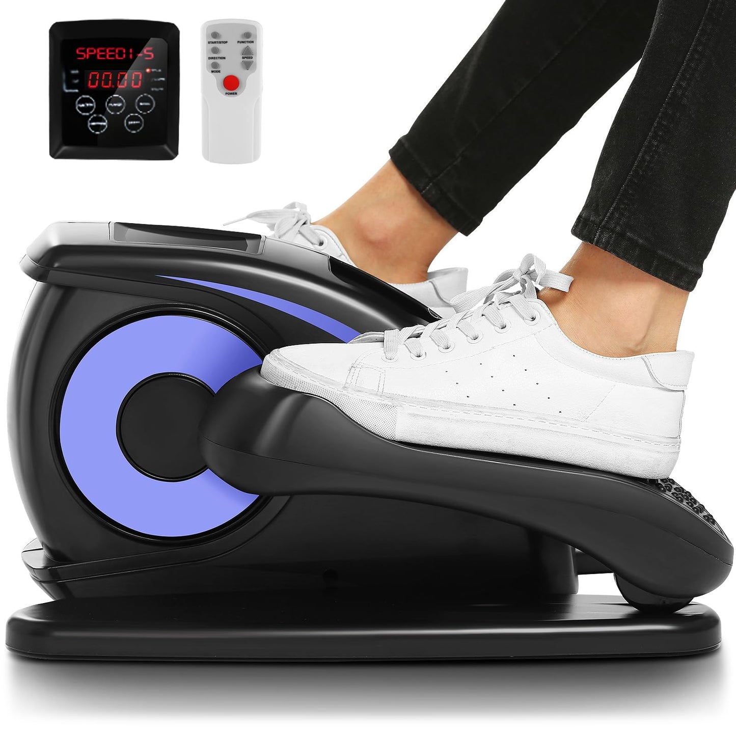 ANCHEER Under Desk Elliptical, Electric Ellipse Leg Exerciser While Sitting for Seniors Adults, Quiet Portable Motorized Seated Foot Pedal Exerciser with Remote Control for Home Office Use