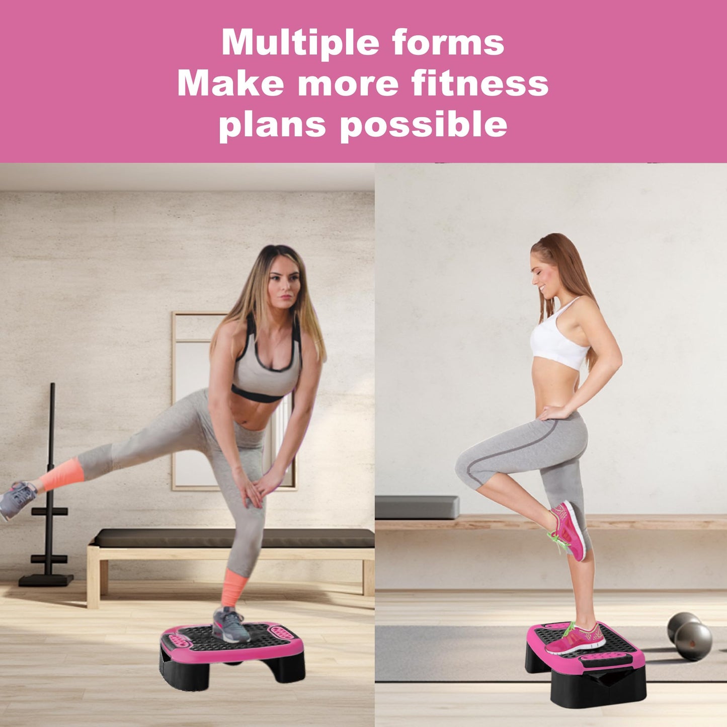 ZUETK 4-In-1 Aerobic Balance Board and Step Up Exercise Platform - Adjustable Multifunctional Balance Board Slant Board, Steppers for Exercise - Home Workout Non Slip Stepper Platform Purple-Pink