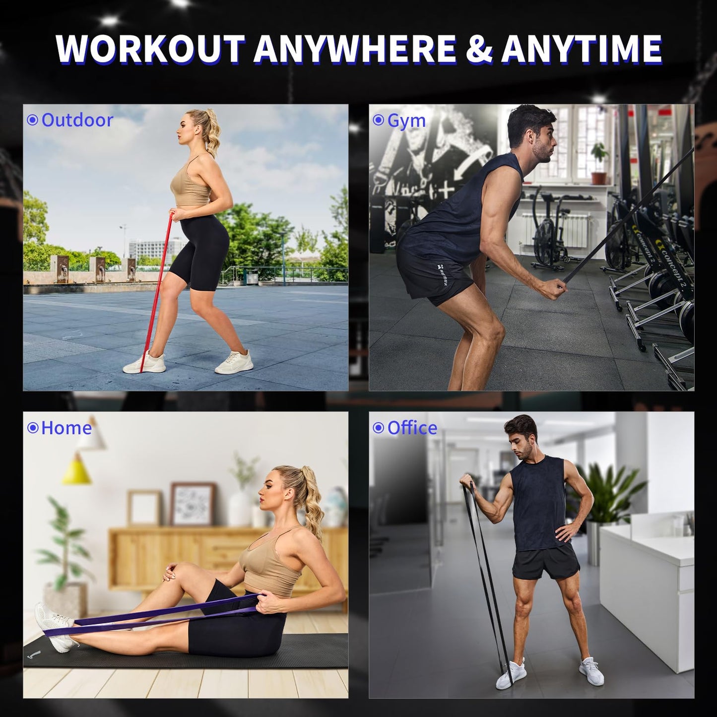YONKFUL Pull Up Assistance Bands Set 5 LBS - 90 LBS, Long Resistance Bands for Pull Ups Working Out, Gym Workout Bands for Men Exercise Muscle Training and Shape Body - Carry Bag Included