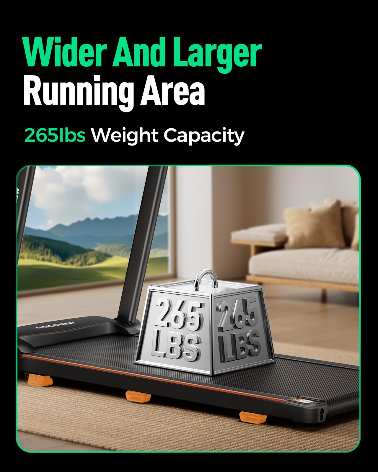 Folding Treadmills for Home with Incline, 3.0HP Quiet Brushless Portable Fitness Running Walking Exercise Treadmill with LED Display, 265lbs Weight Capacity