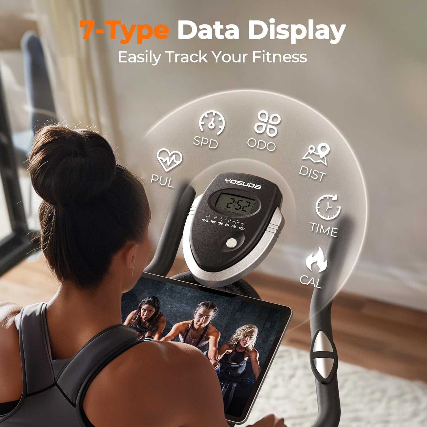 YOSUDA Exercise Bike, Brake Pad Stationary Bike for Home with Exclusive App, Magnetic Indoor Cycling Bike with 300 lb Weight Capacity, Low Noise, Tablet Holder and Fitness Courses for Weight Loss