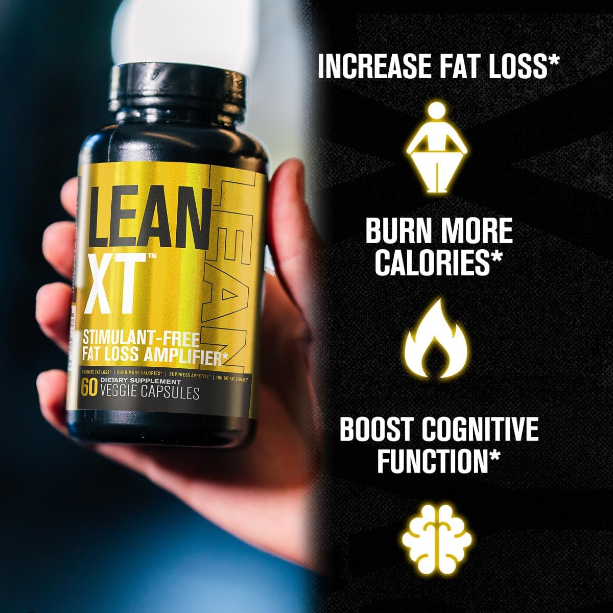 Jacked Factory Burn-XT Clinically Studied Thermogenic Fat Burner (120 Capsules), Lean PM Nighttime Fat Burner and Sleep Aid (120 Capsules), Lean-XT Caffeine-Free Weight Loss Supplement (60 Capsules)