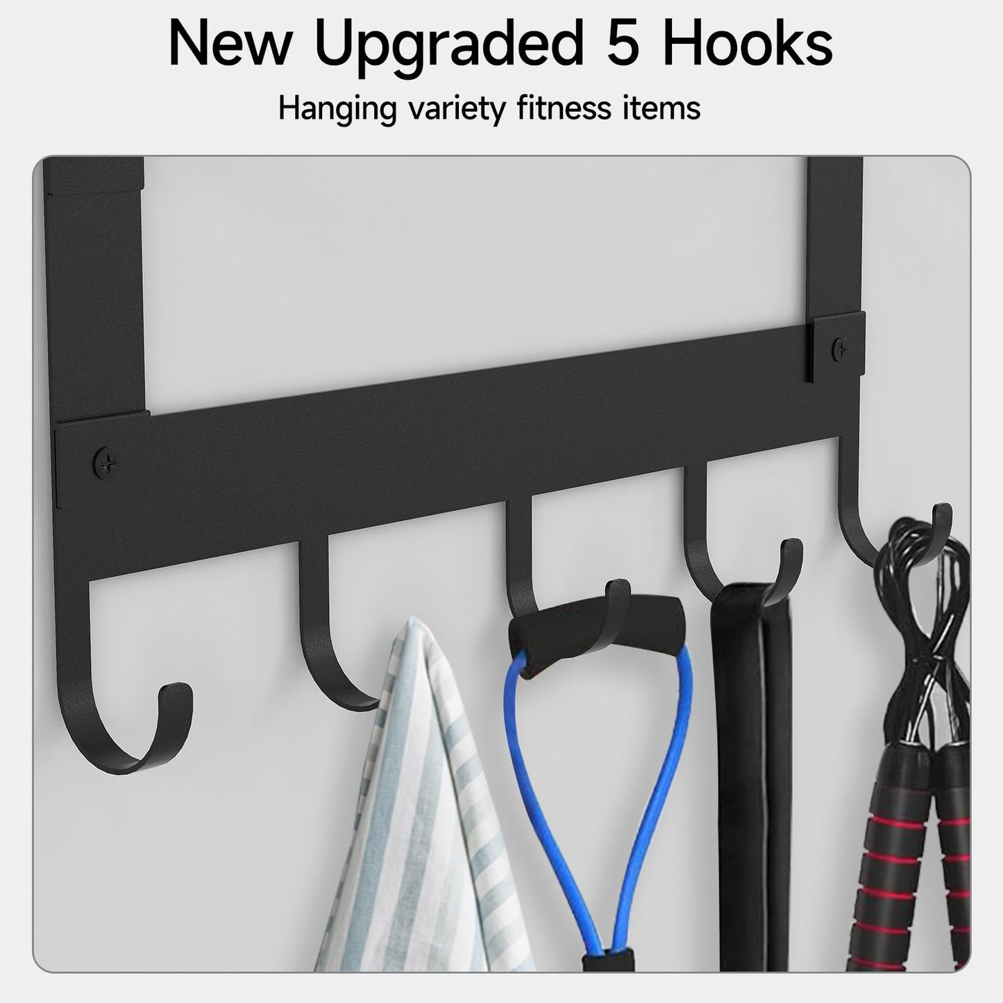 LSK Yoga Mat Holder Wall Mount, Black Yoga Mats Storage Rack, Home Gym Storage with Metal Floating Shelf for Storing Fitness, Yoga Mat Rack with 5 Hooks for Hanging Foam Rollers and Resistance Bands