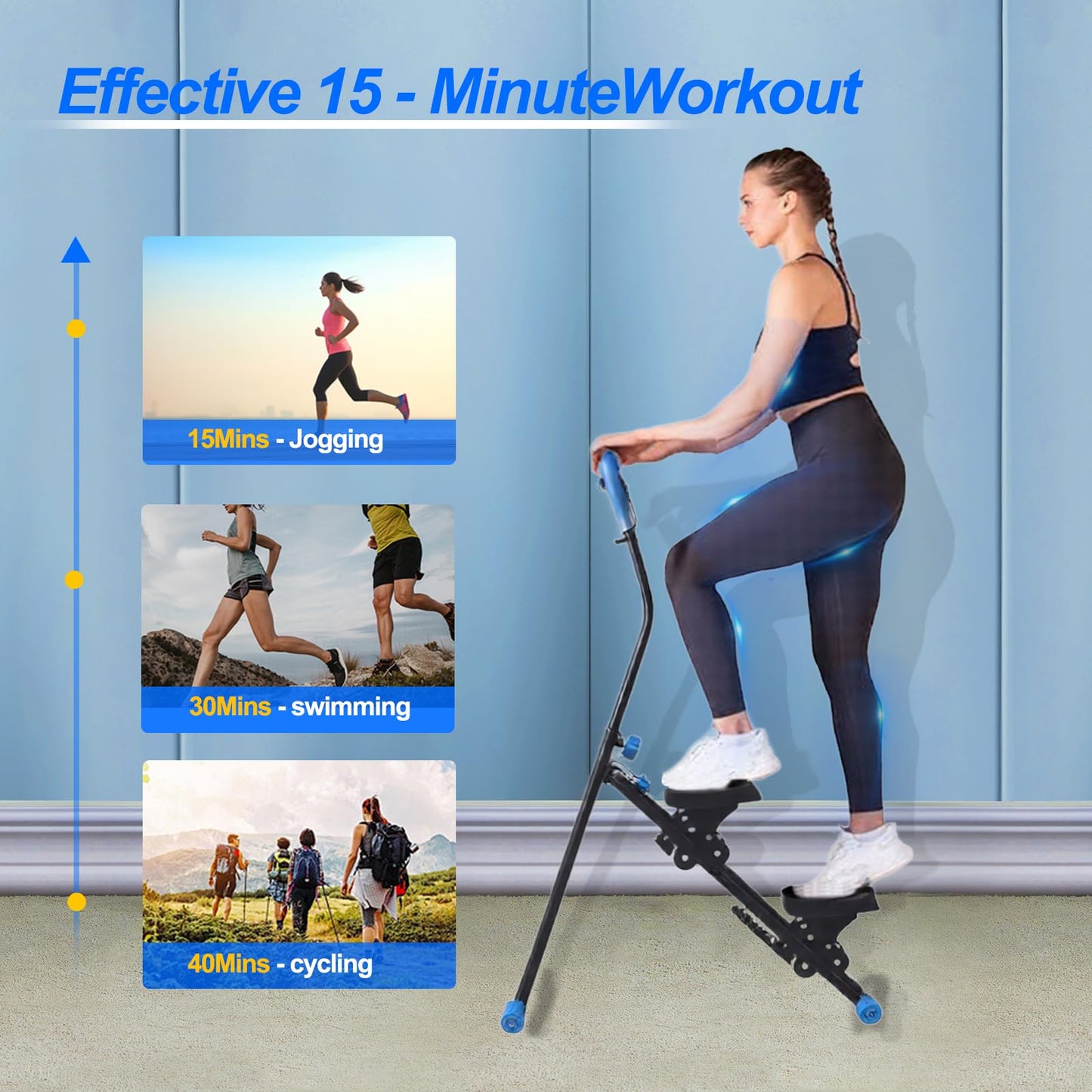 Stair Stepper for Home Vertical Climber, Foldable Full Body Exercise Aerobic Climbing Machines, Mountaineering Fitness Equipment with Adjustable Handles (Black)