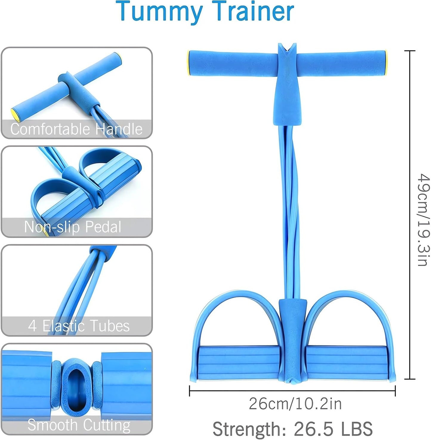 21 Fitness Resistance Bands-4 Tube Pedal Ankle Puller - 2025 New Sit up Leg Stretch Rope Exercise Bands with Handles, Stretching Workout Fitness Bands for Arm Weights Exercise Equipment (Purple)