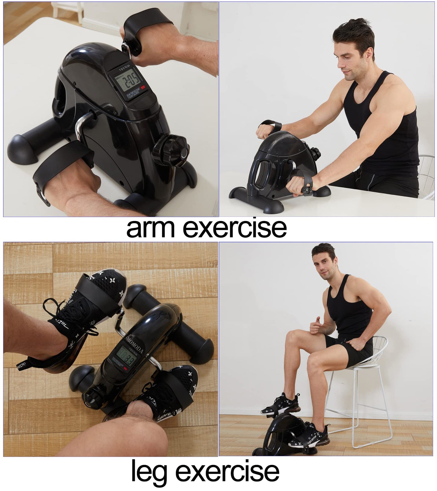 Pedal Exerciser Under Desk Bike Mini Exercise Bike for Leg and Arm Cycling Exercise Portable Peddler with LCD Display