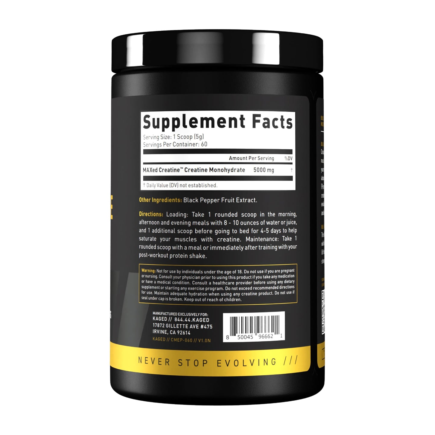 Kaged Creatine Monohydrate Elite - High Absorption Creatine with MAXCatalyst - Unflavored Powder - 60 Servings