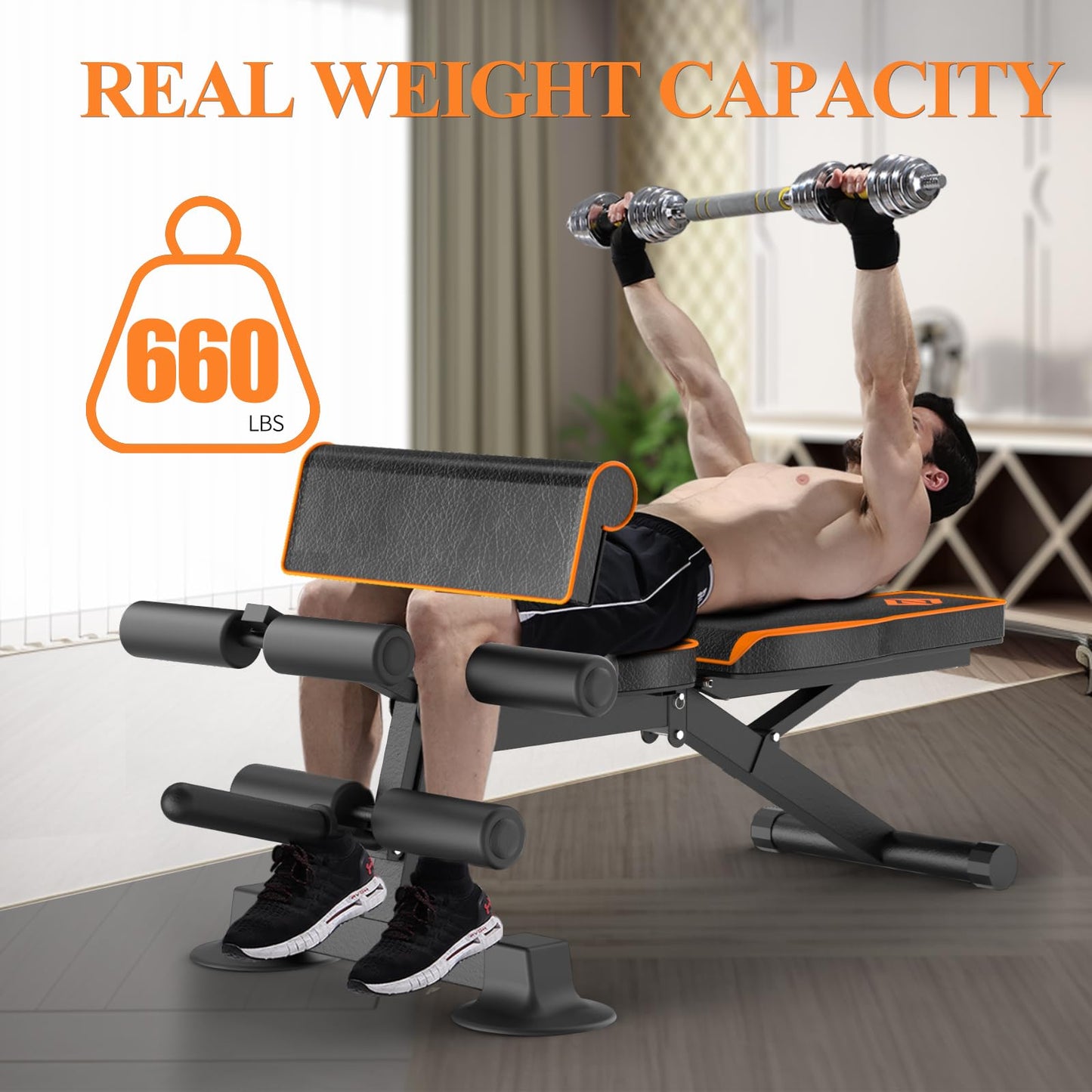 Z ZHICHI Adjustable Weight Bench, Multi-function Preacher Curl Bench for Home Gym, Foldable Leg Extension and Leg Curl Machine, weight capacity 660LBS.