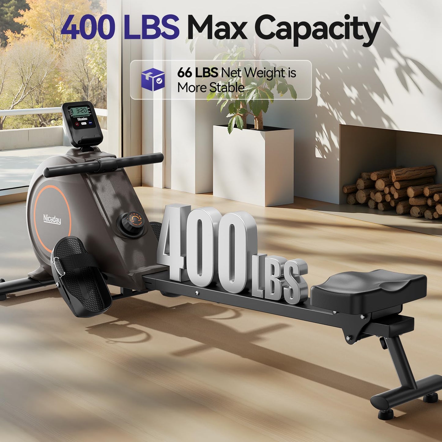 Niceday Rowing Machine, Magnetic Rower for Home Use, Smart Rowing Machine Bluetooth Compatible with Kinomap APP, Rower Machine with 16 Resistance Levels & 350 LBS Weight Capacity