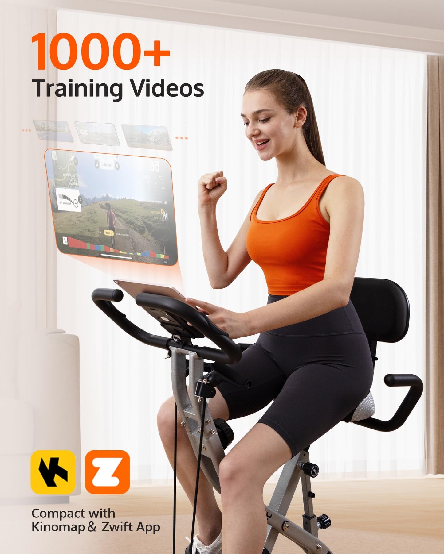 YOSUDA Exercise Bike, 5 in 1 Folding Exercise Bike for Seniors 330lbs Capacity, Magnetic X-Bike with 16-Level Resistance, Back Support Cushion for Home Gym Workout