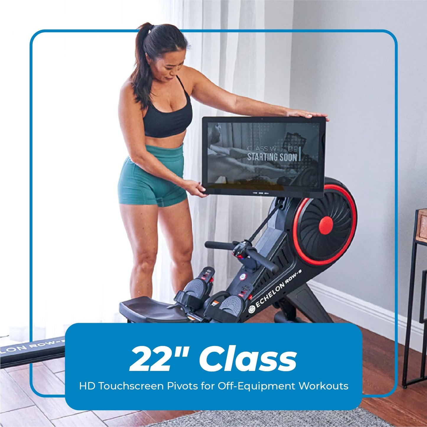 Echelon Row-S Smart Rower – Foldable Rowing Machine for Total Body Low-Impact Workout with 22 Inch HD Rotating Screen, Soundbar, Bluetooth Resistance + 30-Day App Membership Included
