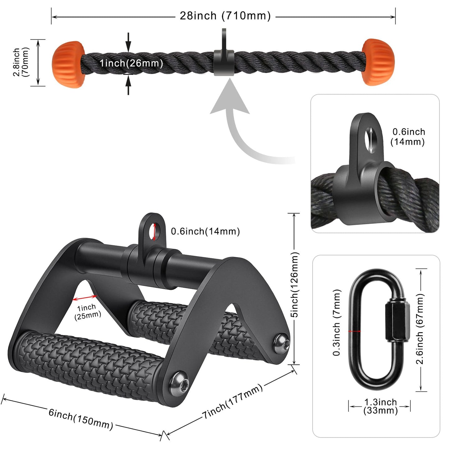 SELEWARE Tricep LAT Pulldown Attachment, Cable Machine Attachment with Non-Slip Soft Rubber Grip, Weight Machine Accessories for Home Gym