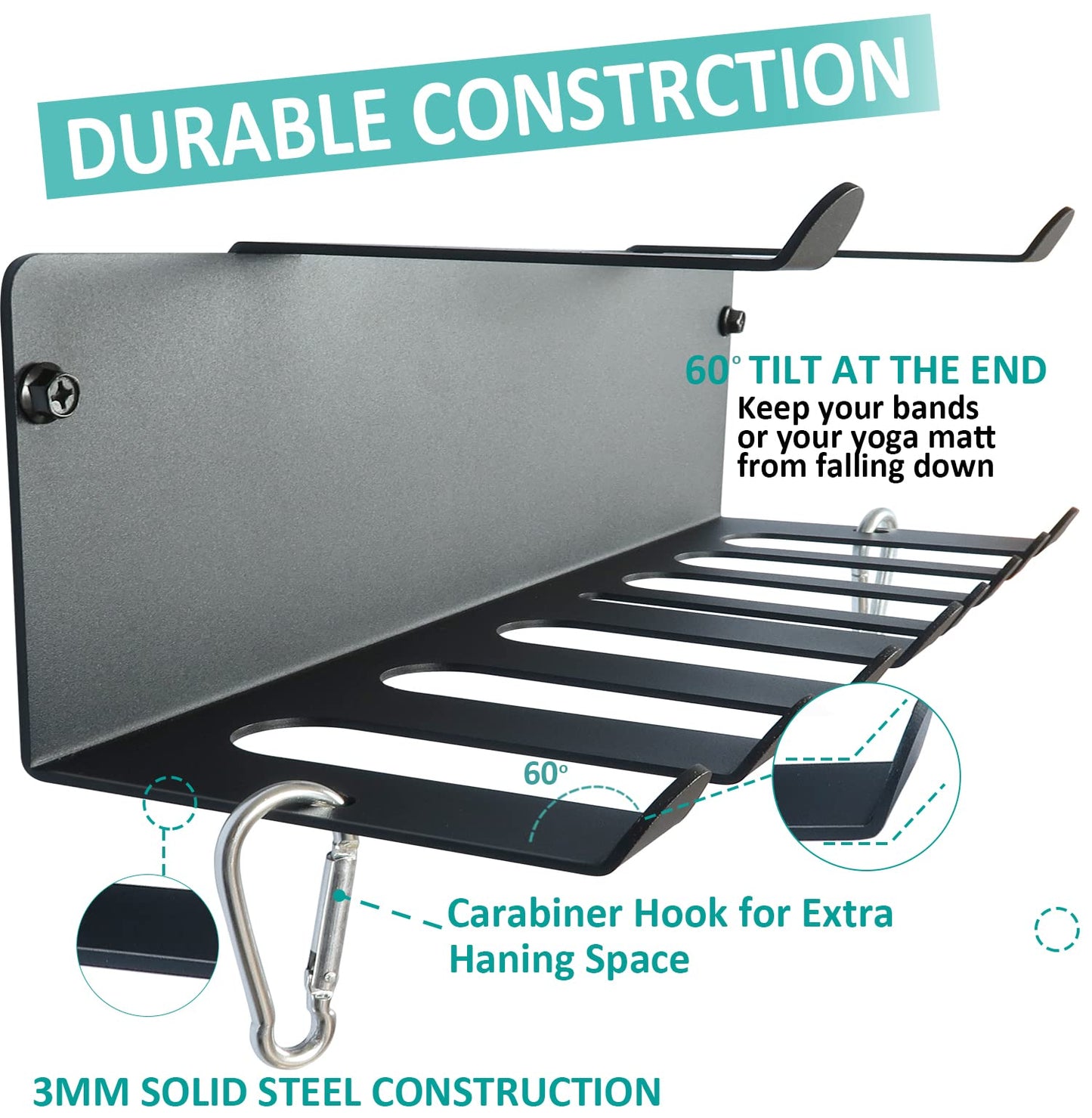 Multi-Purpose Gym Storage Rack Resistance Bands Holder Home Gym Accessories Storage Fitness Bands Rack Heavy Duty Hooks for Resistance Bands, Straps, Jump Ropes, Foam Rollers, Chains