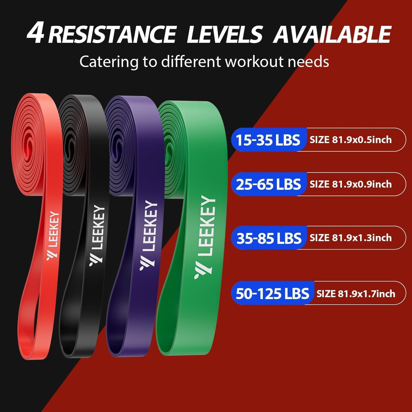 LEEKEY Resistance Band Set, Pull Up Assist Bands with Non-Slip Texture-Stretch Resistance Band Exercise Bands - Mobility Band Powerlifting Bands for Resistance Training