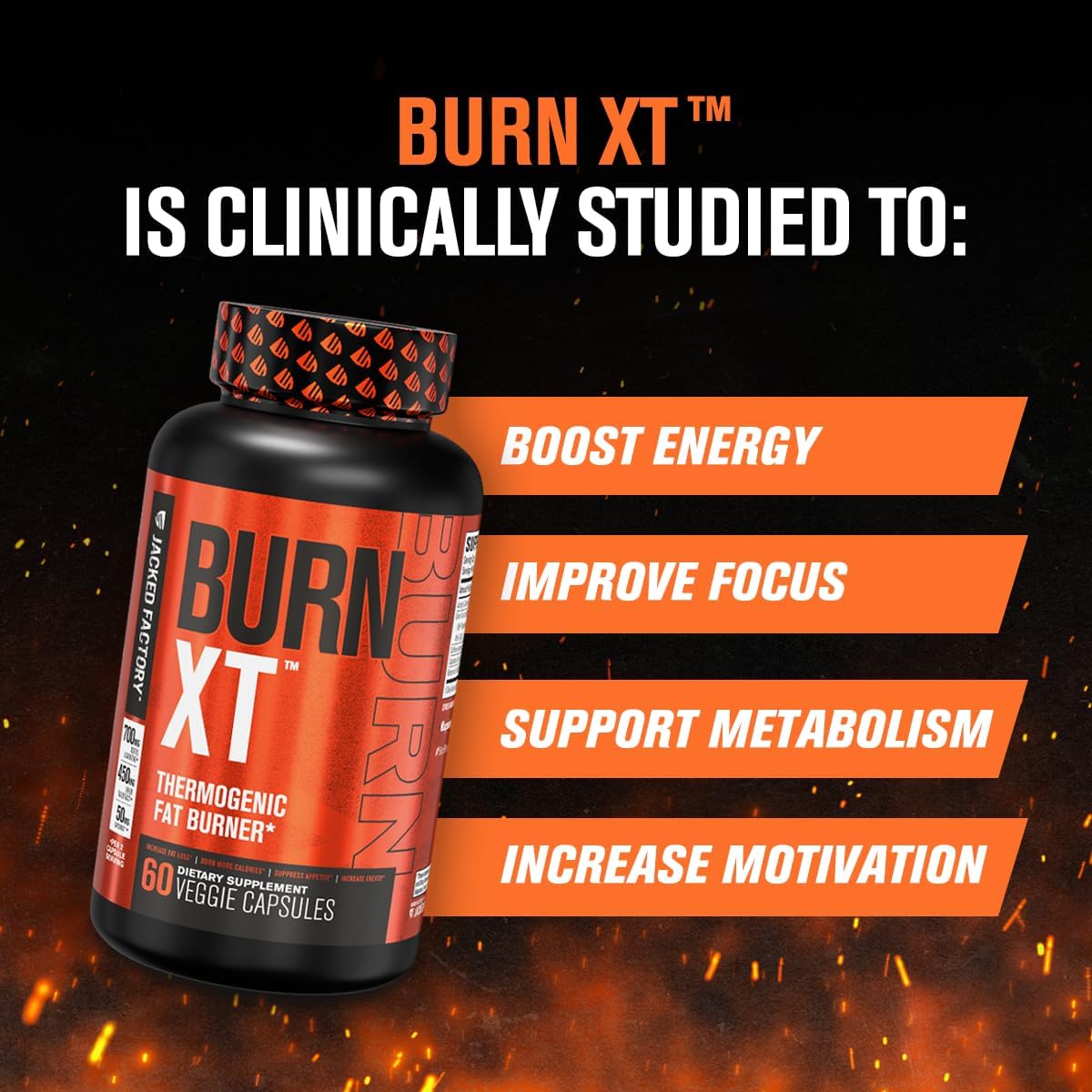 Jacked Factory Burn XT Thermogenic Fat Burner & Lean PM Nighttime Weight Loss Supplement for Men & Women 60 Veggie Diet Pills