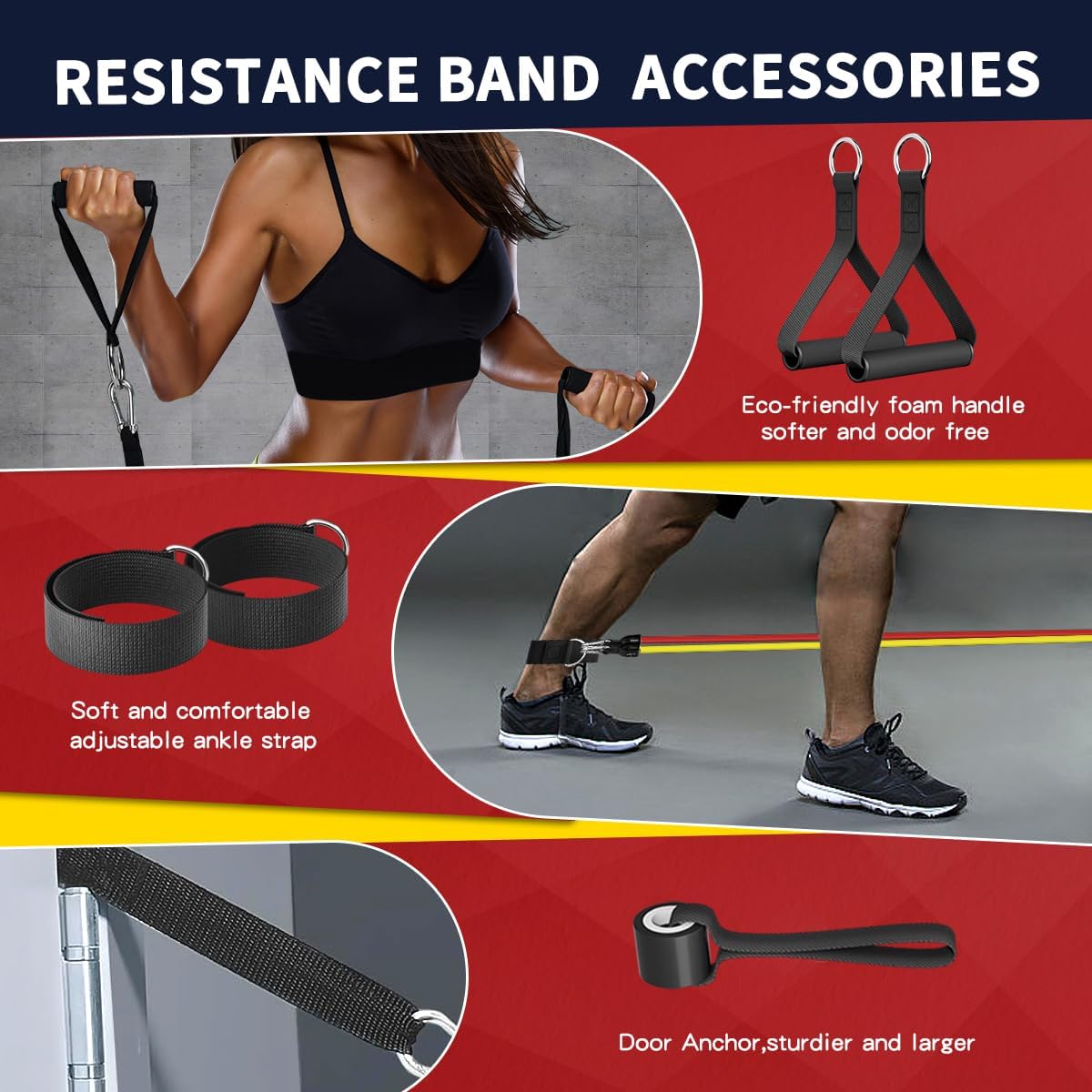 WHATAFIT Resistance Bands, Exercise Bands,Resistance Bands for Working Out, Work Out Bands with Handles for Men and Women Fitness, Strength Training Home Gym Equipment