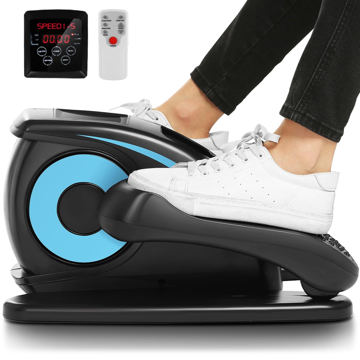 ANCHEER Under Desk Elliptical, Electric Ellipse Leg Exerciser While Sitting for Seniors Adults, Quiet Portable Motorized Seated Foot Pedal Exerciser with Remote Control for Home Office Use