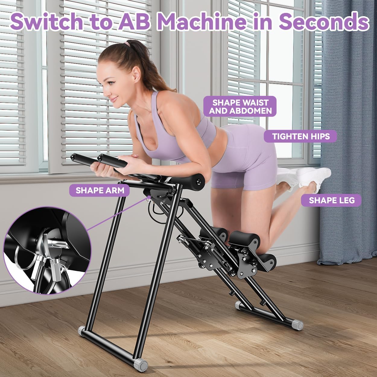 SEWD Foldable Stair Stepper Machine – AB Workout Equipment for Home Gym, Full-Body Cardio Workout Equipment with Adjustable Handlebar & Pedals
