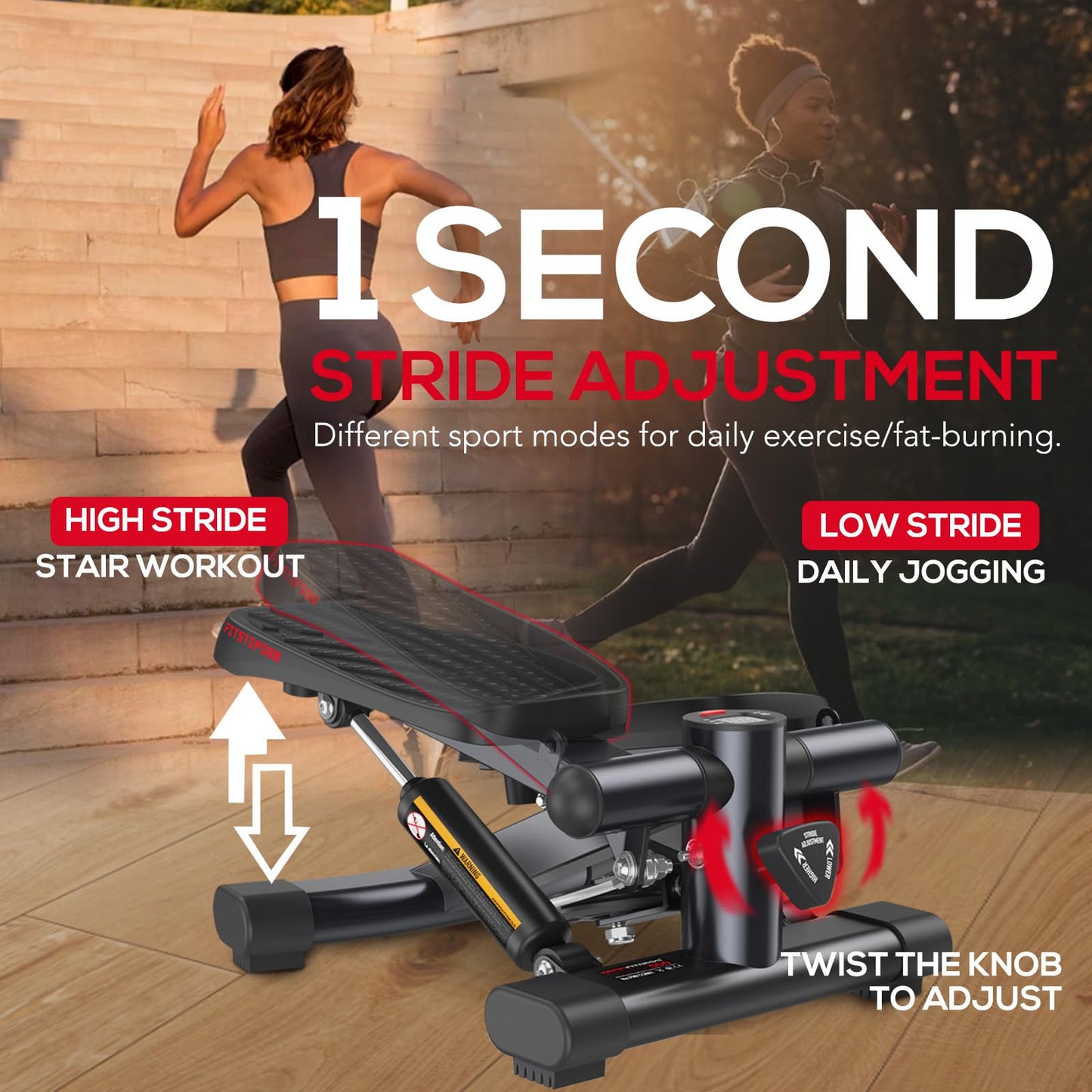 KeppiFitness Steppers for Exercise at Home, Mini Stepper with 350LB Maximum Capacity, Resistance Bands for Cardio, Fitness and Full Body Workout - FITSTEP500