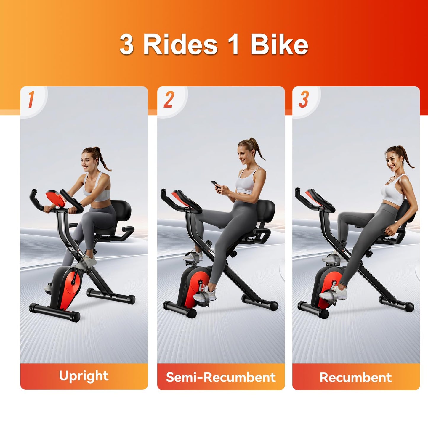 Foldable Exercise Bike, Low Noise Stationary Bikes for Home, Compact Indoor Cycling Bike with Adjustable Magnetic Resistance, 330lbs Capacity 6.6lbs Flywheel Workout Bike - Black
