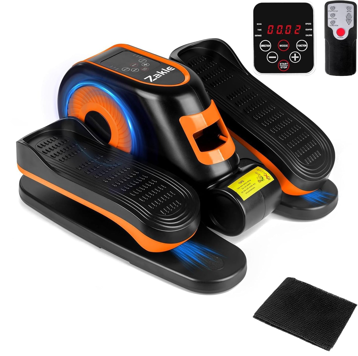 Zakle Under Desk Elliptical Machine, Electric Elliptical Training Machine for Seniors w/Remote Control, 12 Speed Levels, Manual & Auto Mode, Quiet Seated Pedal Exerciser for Home Office (Orange)