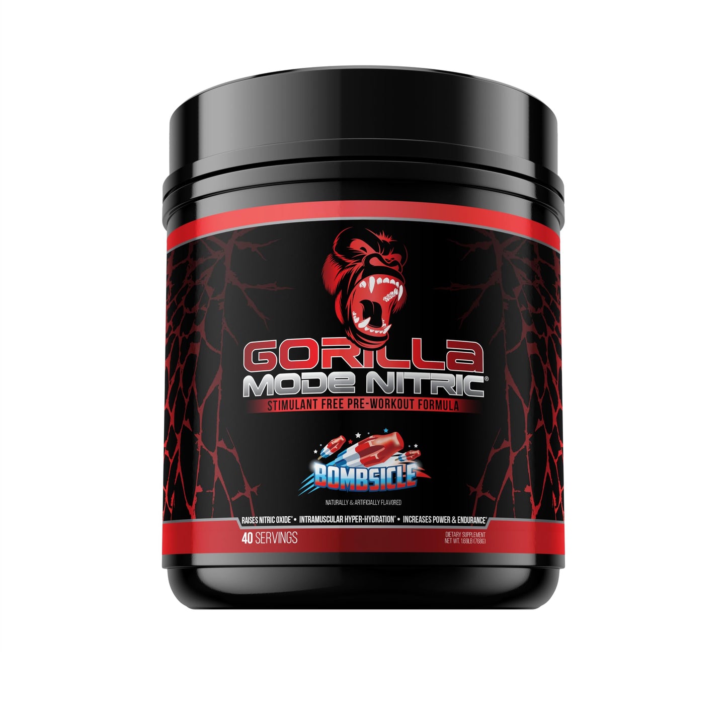 Gorilla Mind - Gorilla Mode Nitric Upgraded Stimulant Free Pre-Workout – Best Tasting and Most Effective Stimulant Free Pre-Workout/Massive Pumps · Vasodilation · Power / 768 Grams (Bombsicle)