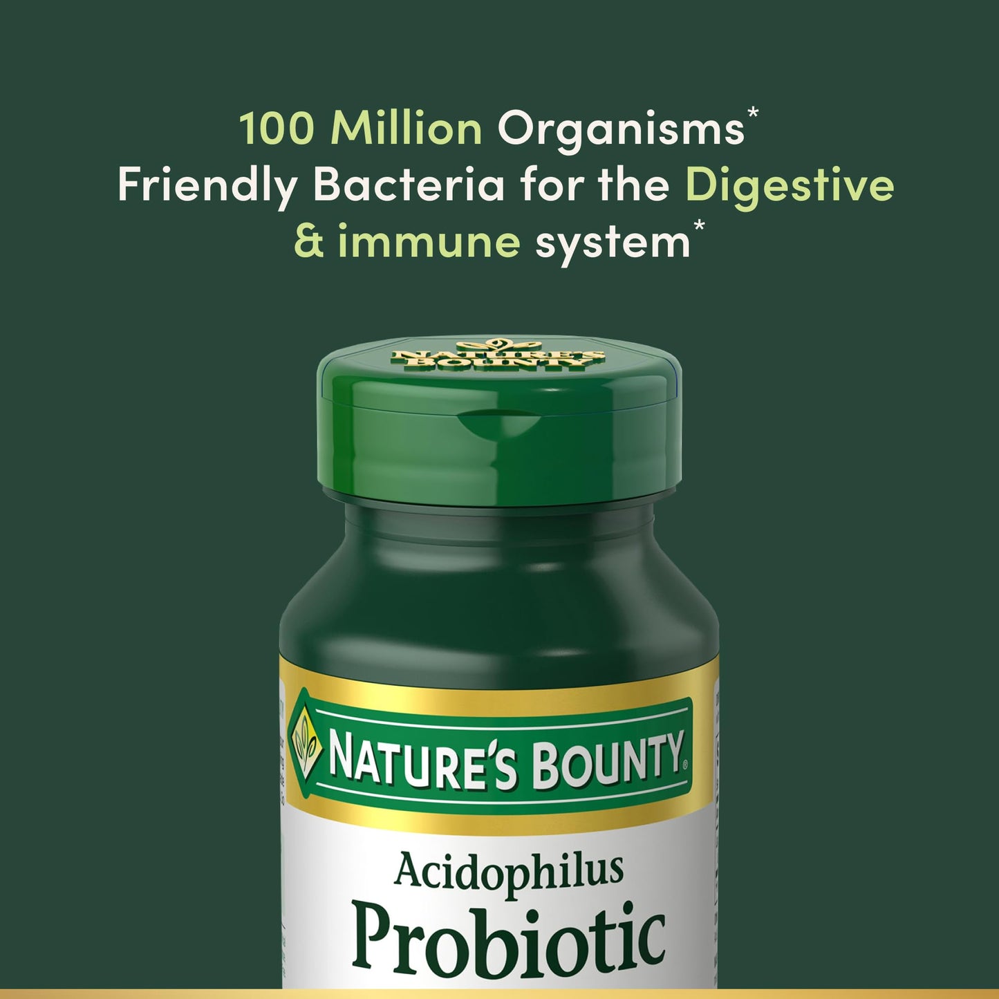 Nature's Bounty Lactobacillus Acidophilus Probiotic Supplement - Daily Probiotic for Women/Men Digestive Health, 120 Tablets