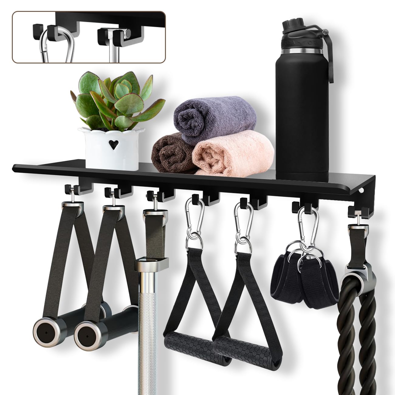 Floating Shelf Organizer Compatible with Tonal Accessories Home Gym Weight wall Storage Equipment Hanger Metal Rack Holder Wall Mount with Hooks T-Lock Adapters Bracket Hanger Workout (Floating Shelf)