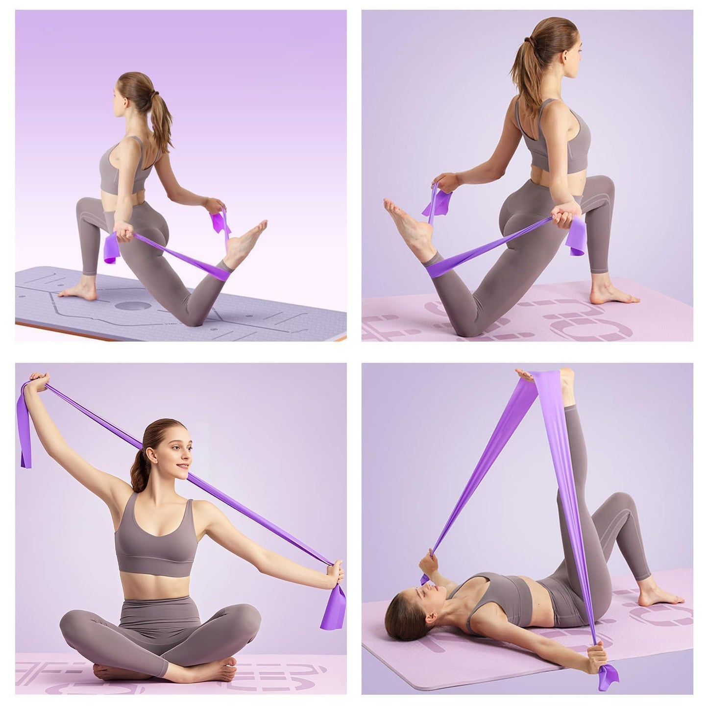 Resistance Bands for Women & Men, Strength Training, Yoga & Home Workouts, Elastic Exercise Bands (Purple)