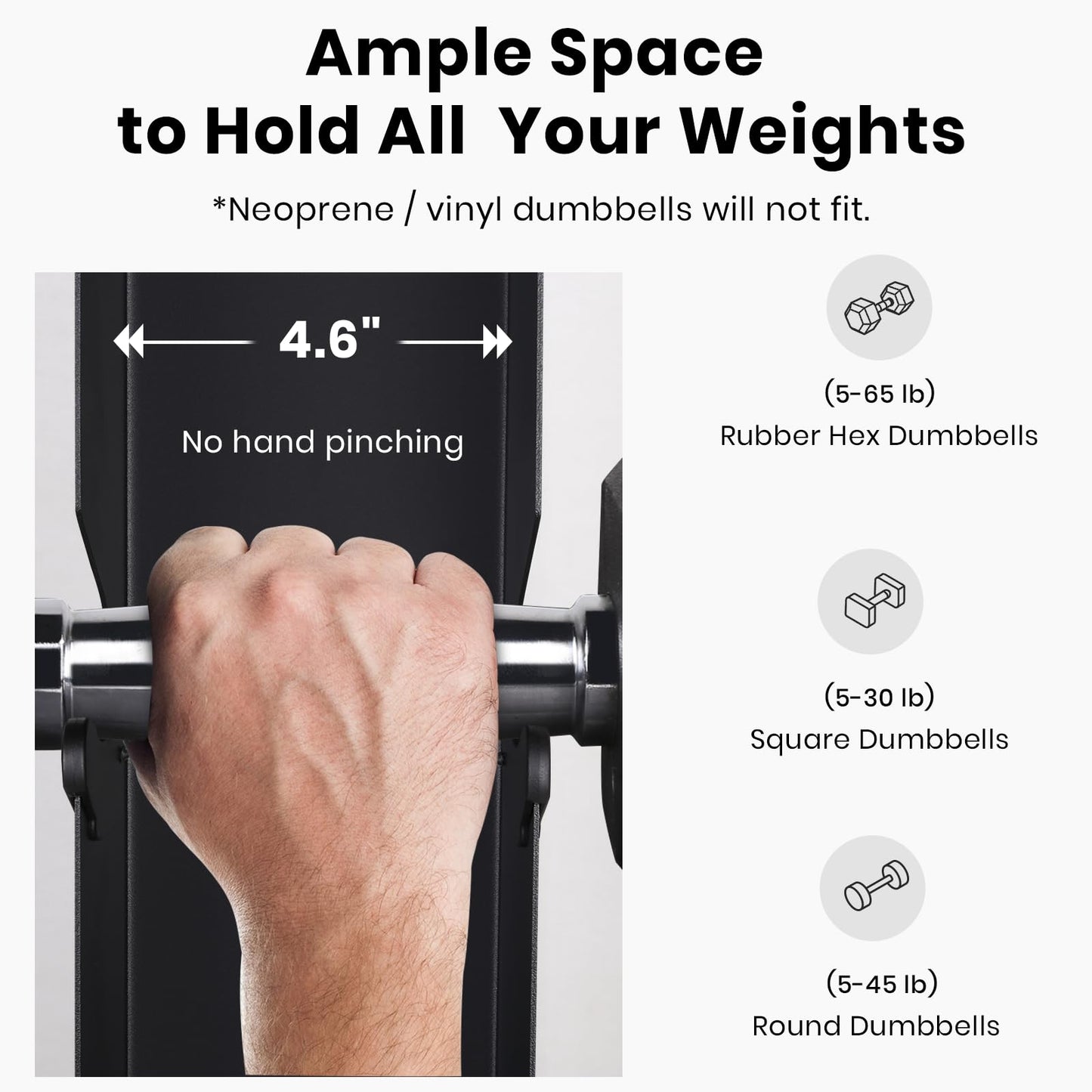 LIONSCOOL Premium Steel Dumbbell Rack Only, with Side Racks Not Fit for Neoprene/Vinyl Coated Dumbbells (Large, 700 LBS)