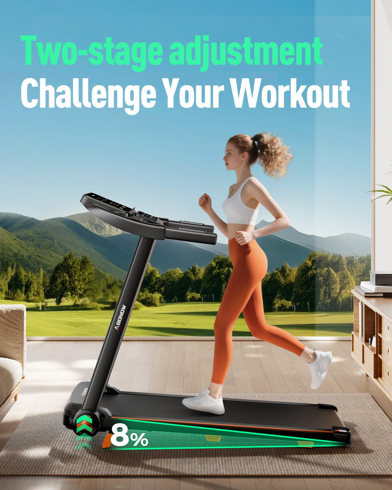 Folding Treadmills for Home with Incline, 3.0HP Quiet Brushless Portable Fitness Running Walking Exercise Treadmill with LED Display, 265lbs Weight Capacity
