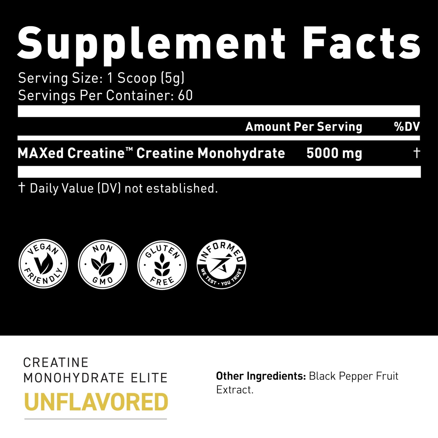 Kaged Creatine Monohydrate Elite - High Absorption Creatine with MAXCatalyst - Unflavored Powder - 60 Servings