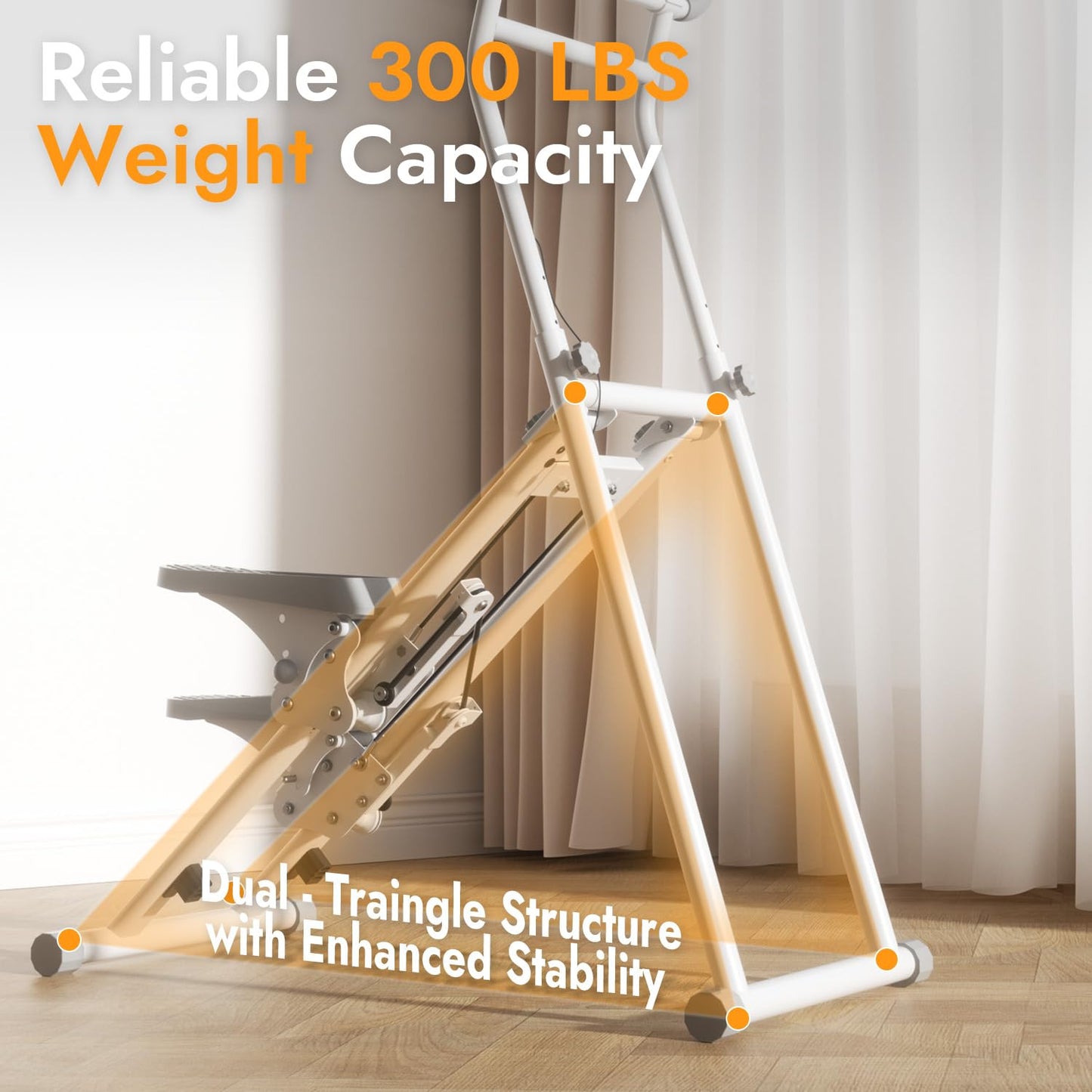 MACYO Stair Stepper for Home Workout - Full-Size Foot Pedals with Tablet Holder, Foldable Stepping Climbers, Easy Assembly, Compact Design for Cardio & Leg Training (White)