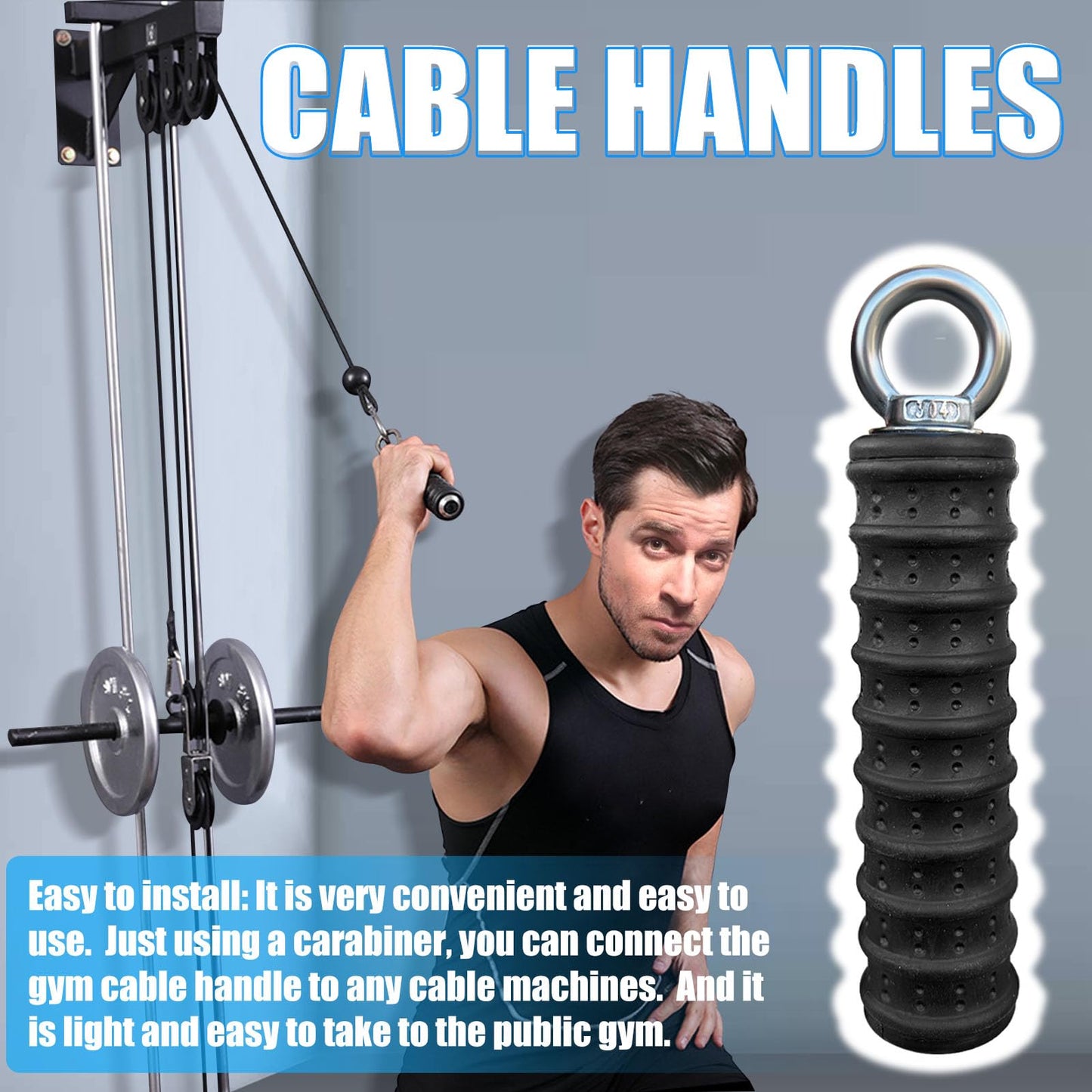 Ergonomic Tricep Rope Pull Down Attachment, Upgraded Long Triceps Rope Cable Attachments for Gym, LAT Pull Down Bar for Cable Machine, Tricep LAT Pulldown Workout Cable Attachments (Single Handle-2)