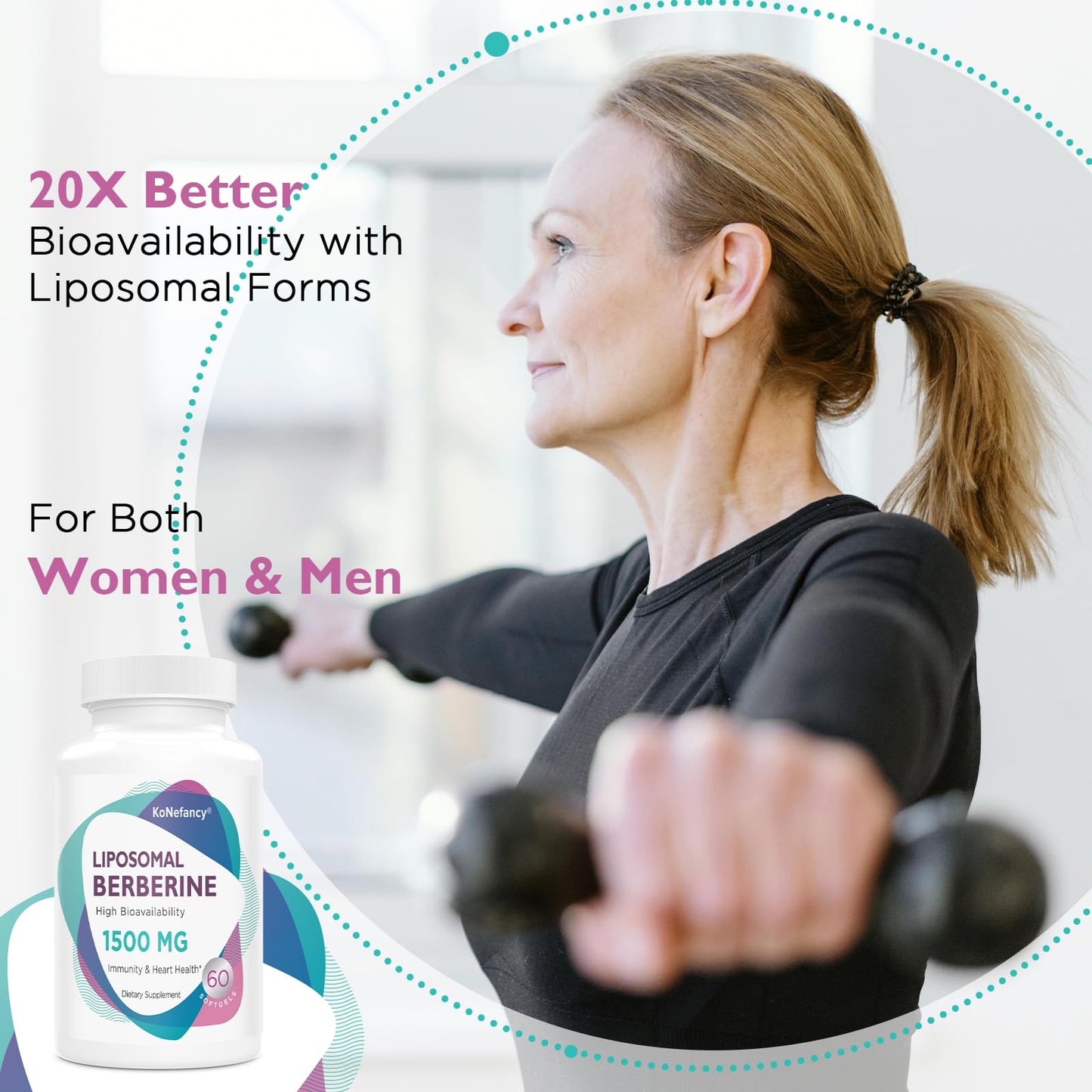 Liposomal Berberine Supplement 1500mg - Third Party Tested, High Bioavailability Berberine HCL Capsules for Women and Men, AMPK Activator for Cardiovascular Health, Sugar-Free, Non-GMO,120 Softgels