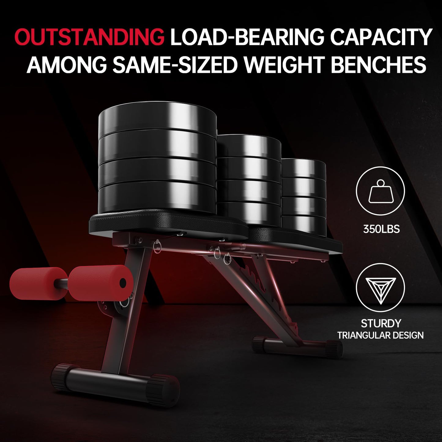 PASYOU Adjustable Weight Bench, Foldable Workout Bench for Home Gym, Support 90°Strength Training Bench for Full Body Workout with Fast Folding, 9-Level Backrest Position 2-Level Foot Support Folding