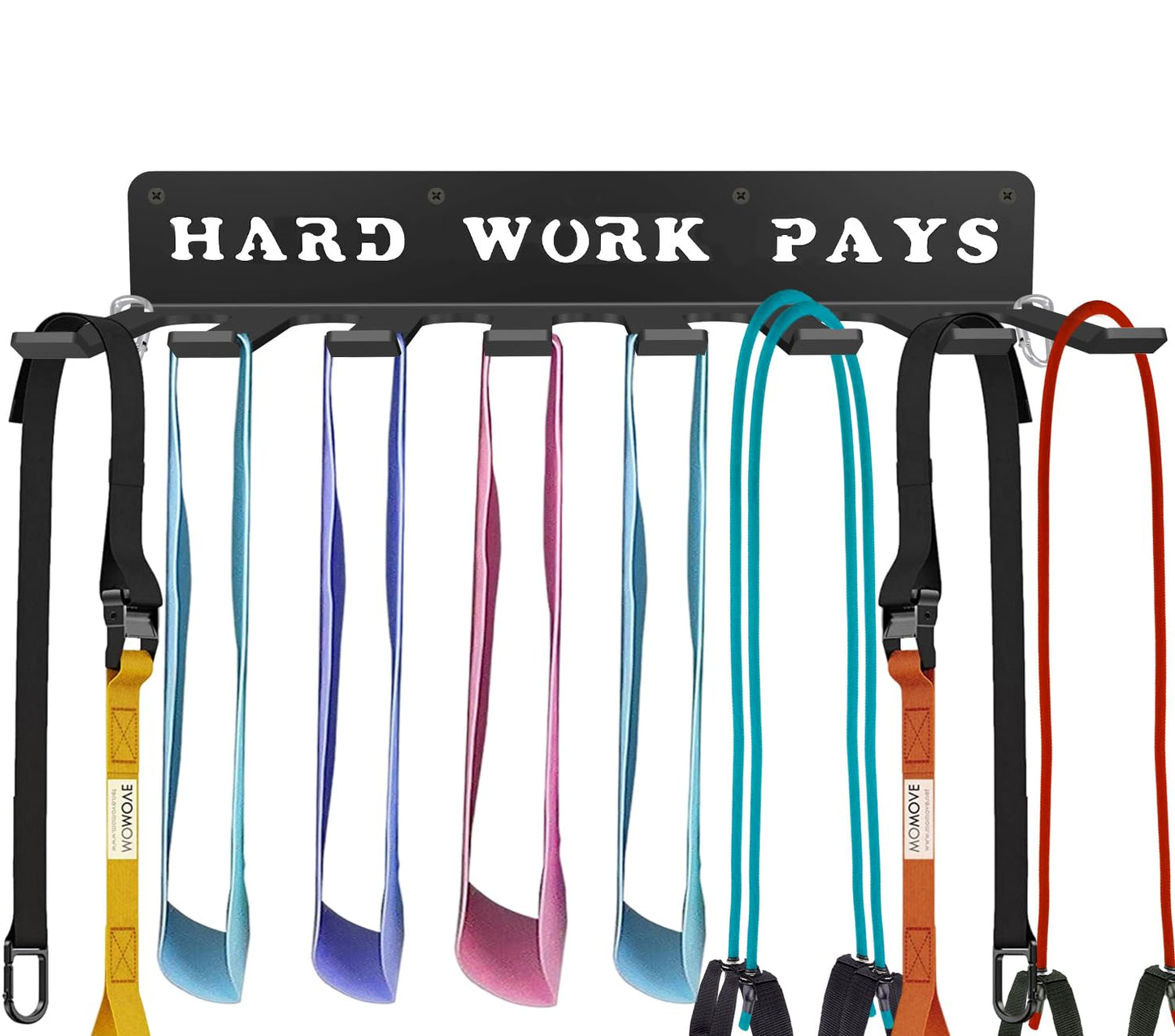 Fitness Bands Included Carabiners Rack Storage Hanger Rack Jump Ropes Rack Multi-Purpose Workout Gear Wall Hanger Storage for Resistance Bands, Jump Ropes, Lifting Belt, Fitness Bands, Barbells (balck)