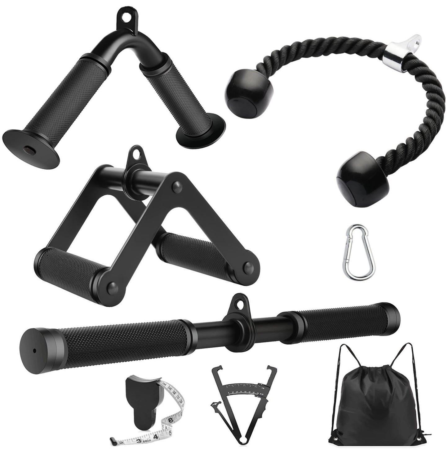 Cable Machine Attachment LAT Pulldown Attachments Cable Machine Accessories for Home Gym Weight Workout (Black-4)