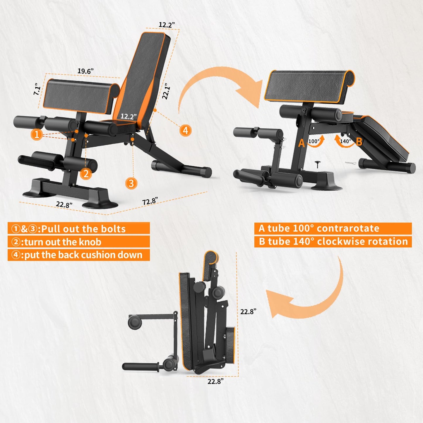 Z ZHICHI Adjustable Weight Bench, Multi-function Preacher Curl Bench for Home Gym, Foldable Leg Extension and Leg Curl Machine, weight capacity 660LBS.