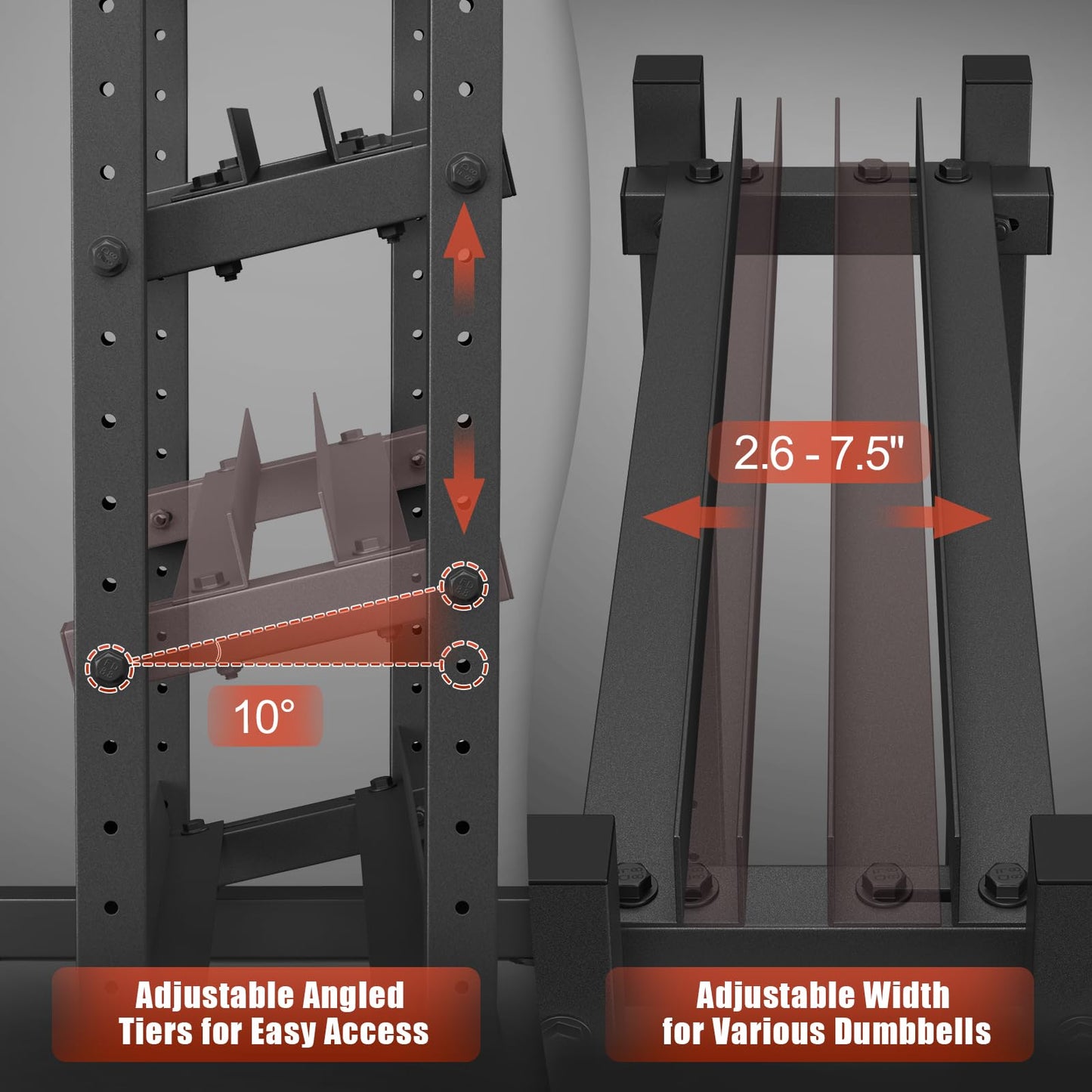 3-Tier Dumbbell Rack Stand Only, 1100LB Capacity Adjustable Weight Rack for Home Gym, Heavy-Duty Weight Stand for Dumbbells & Kettlebells(Rack Only)