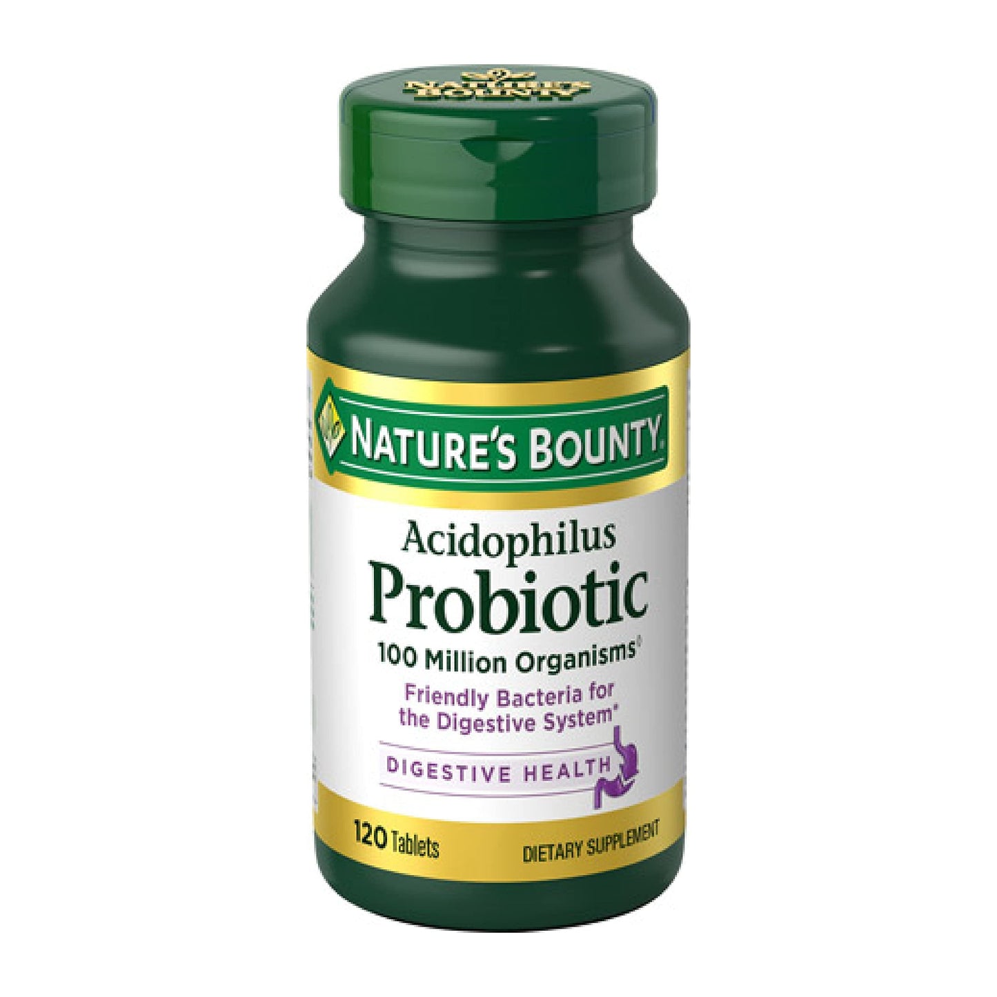 Nature's Bounty Lactobacillus Acidophilus Probiotic Supplement - Daily Probiotic for Women/Men Digestive Health, 120 Tablets