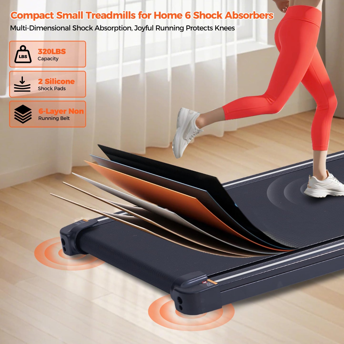 Foldable Walking Pad Treadmill with Handle Bar, 3.0HP Portable Under Desk Treadmills for Home Small, 3-in-1 Folding Walking Pads Treadmills with Handles, Compact Treadmill with LED Display