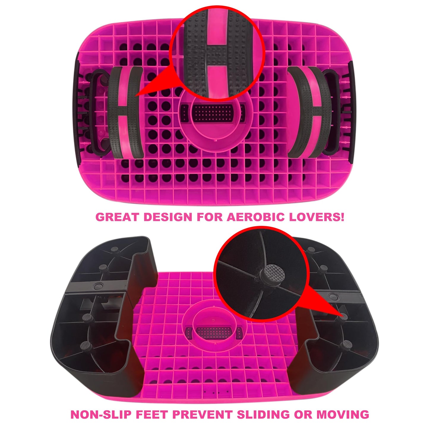 ZUETK 4-In-1 Aerobic Balance Board and Step Up Exercise Platform - Adjustable Multifunctional Balance Board Slant Board, Steppers for Exercise - Home Workout Non Slip Stepper Platform Purple-Pink