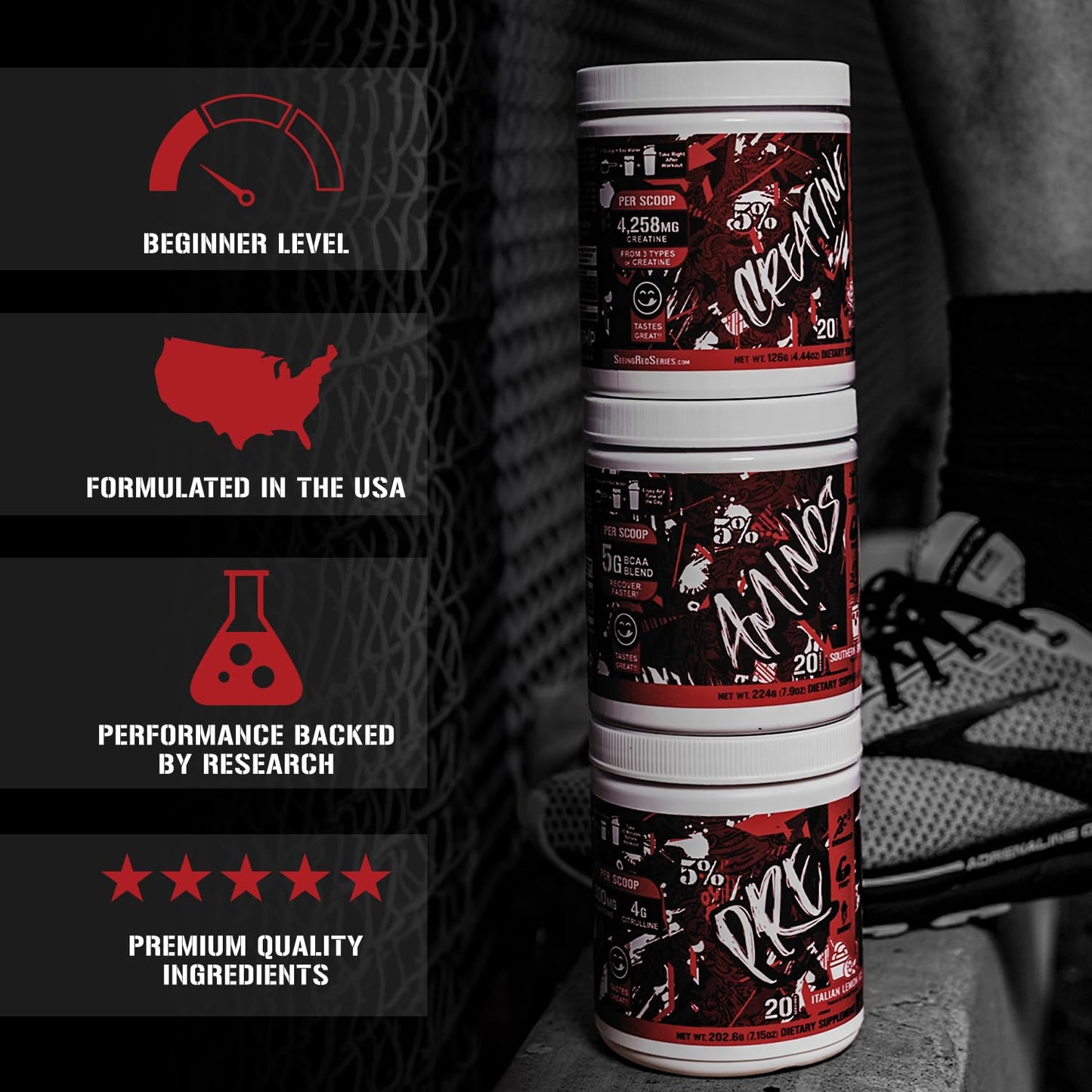 5% Nutrition Code Red Aminos BCAA & EAA Post Workout Recovery Powder | Full Spectrum Essential Amino Acid Complex for Men & Women (Southern Sweet Tea)