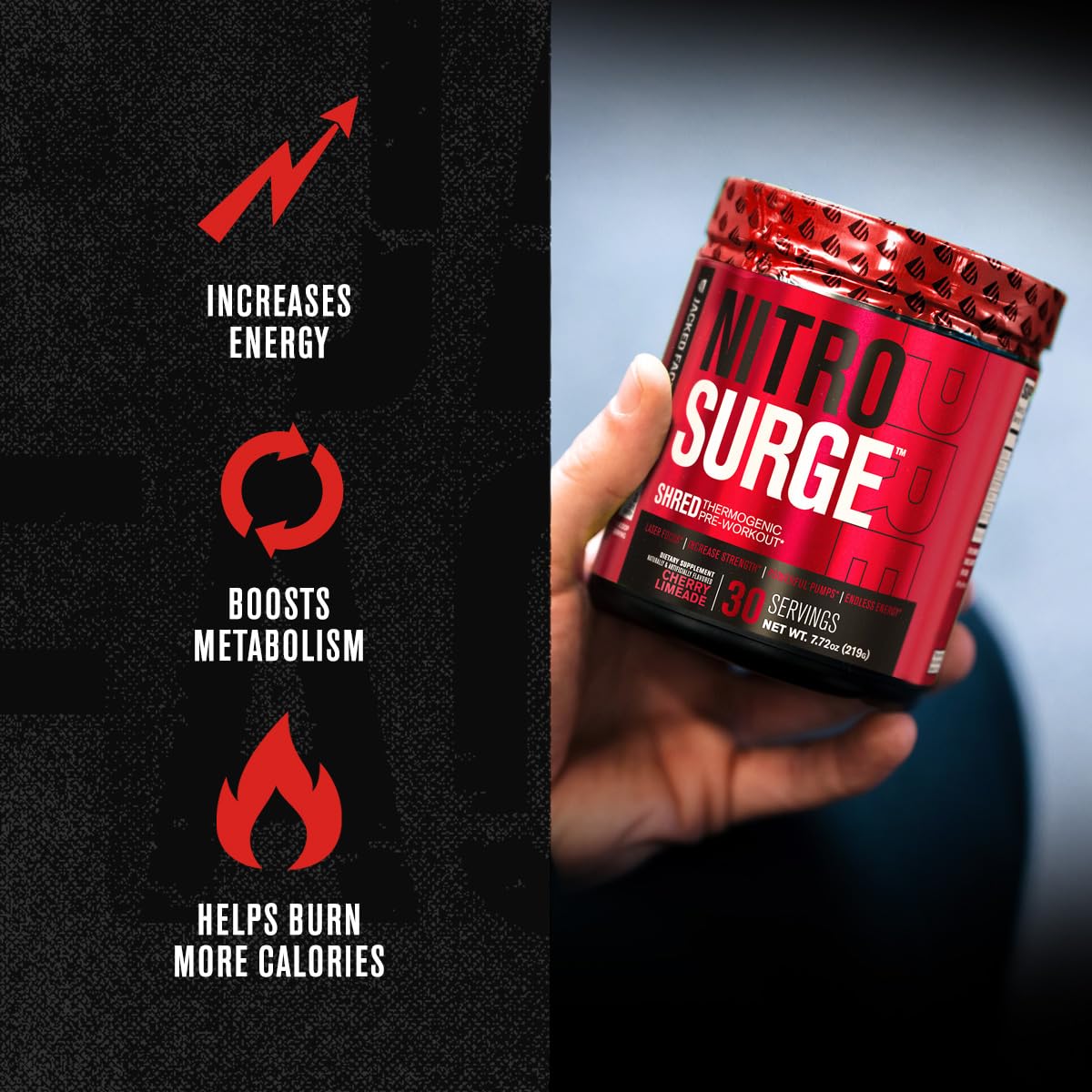 Jacked Factory Nitrosurge Shred Thermogenic Pre-Workout in Watermelon & N.O. XT Nitric Oxide Booster for Men & Women