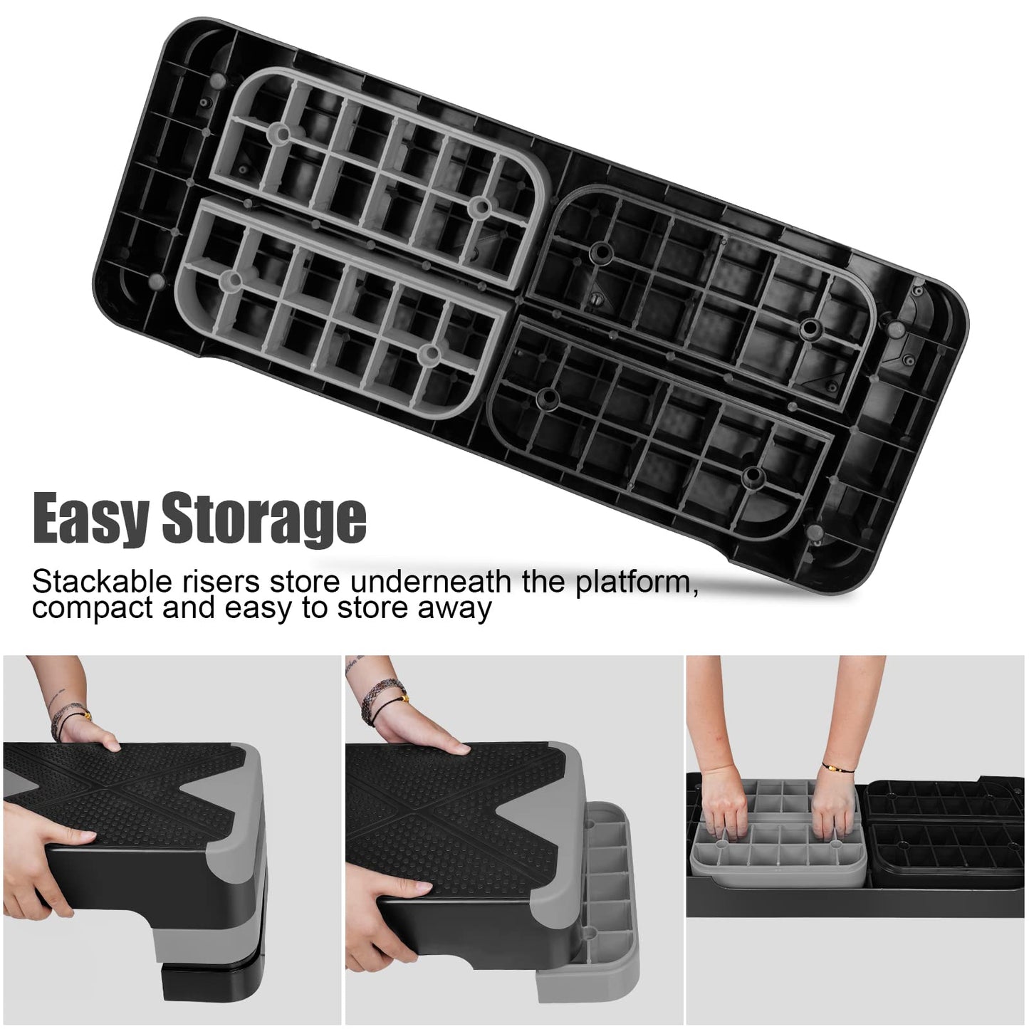 HaoKang Adjustabl Aerobic Stepper Fitness Step Platform Health Workout for Sports Training Black-Grey