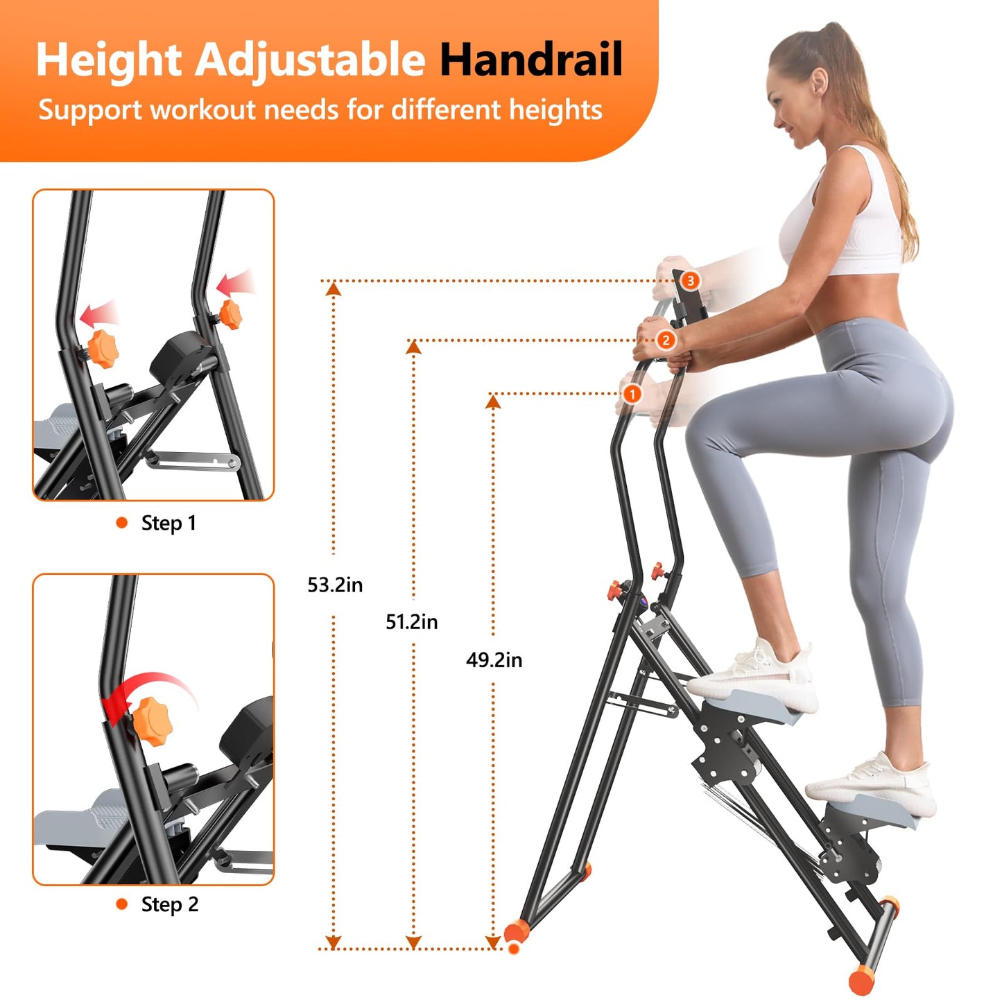 RYGEO Stair Stepper with Adjustable Resistance for Home Cardio Workout,Upgraded Vertical Climber Machine Full-Body Workout,Compact Folding Exercise Climber, Adjustable Handlebar & Pedals
