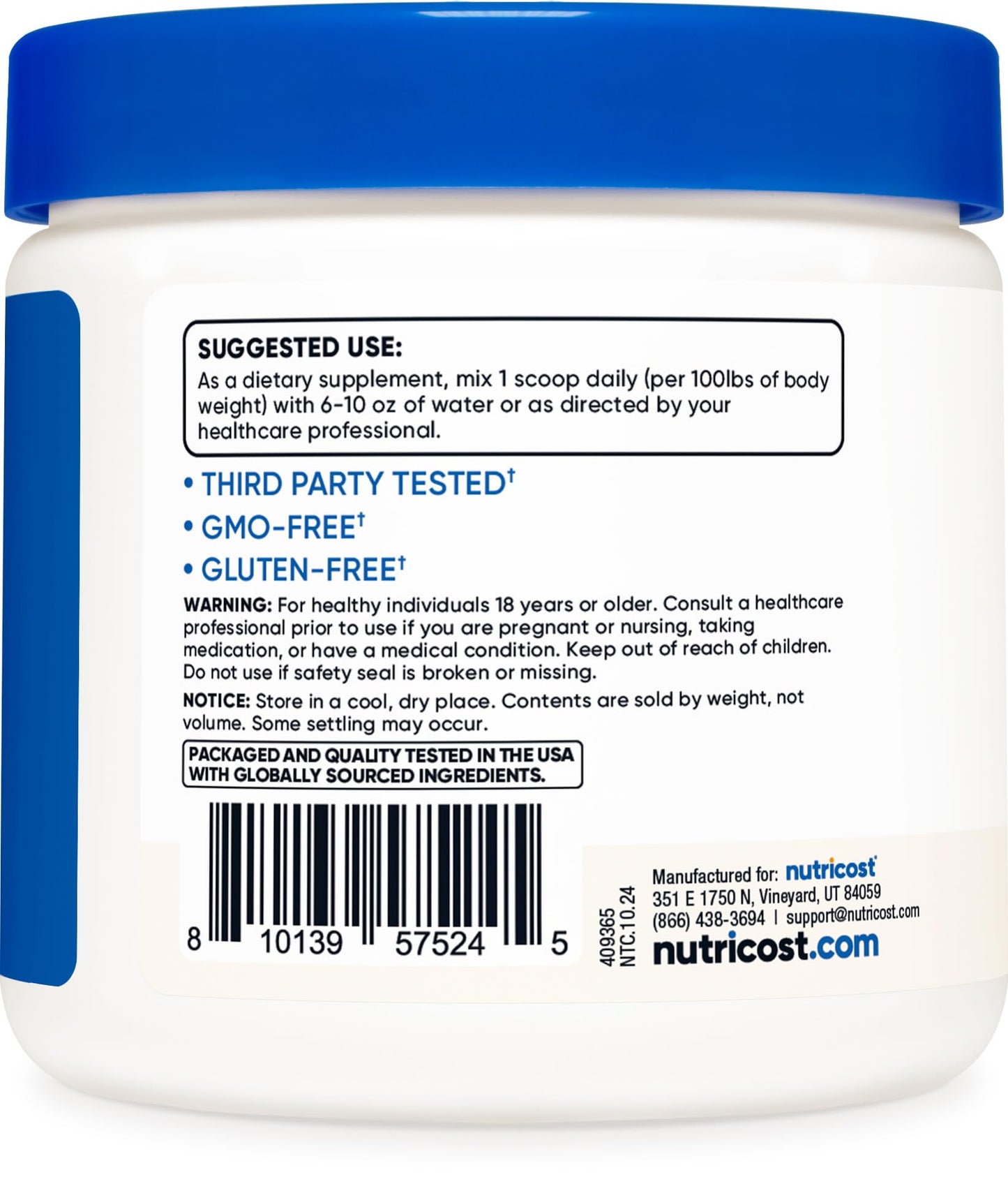 Nutricost Creatine HCl Powder (8 OZ) - Made with CON-CRET Creatine, 300 Servings